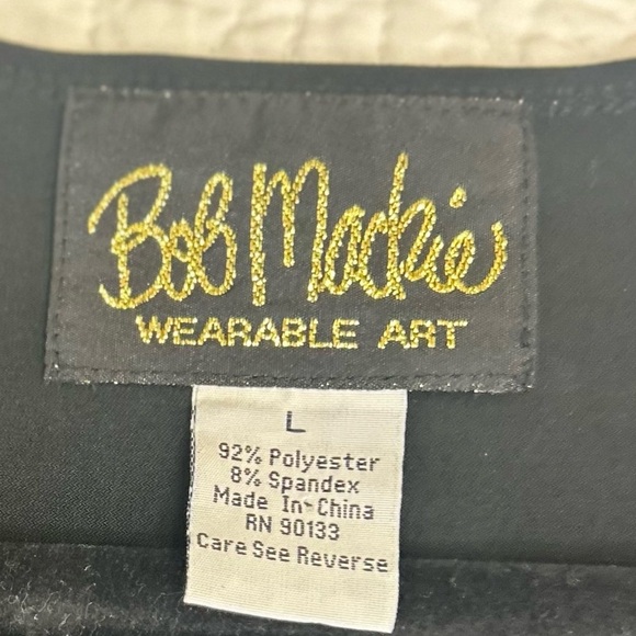 Bob Mackie “Wearable Art” Black, Wrap Style Sleeveless Top w/Ruching. Size Large - Picture 4 of 7